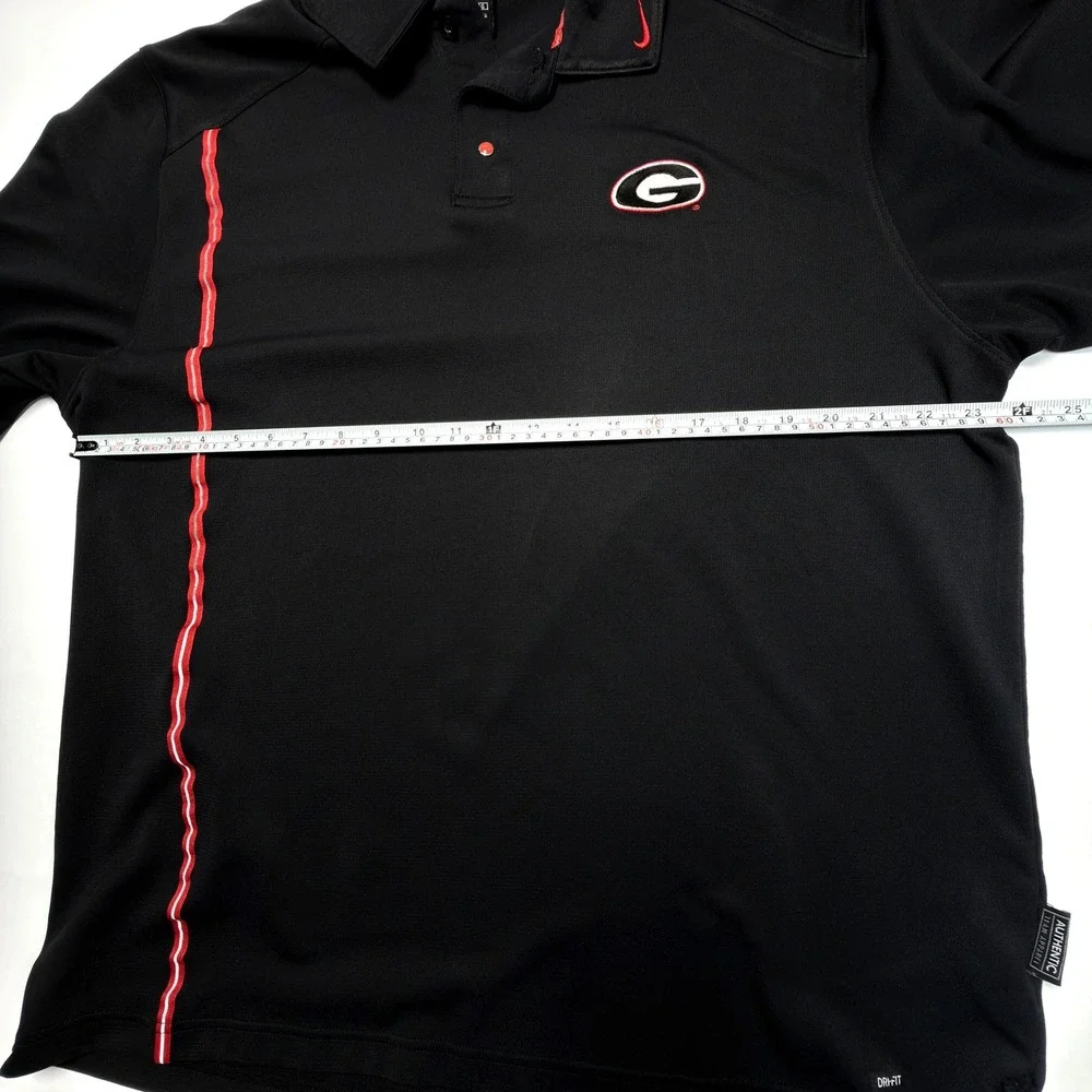 Nike Georgia Bulldogs Dri-FIT Polo Mens XL Black Red UGA NCAA Authentic Team Y2K